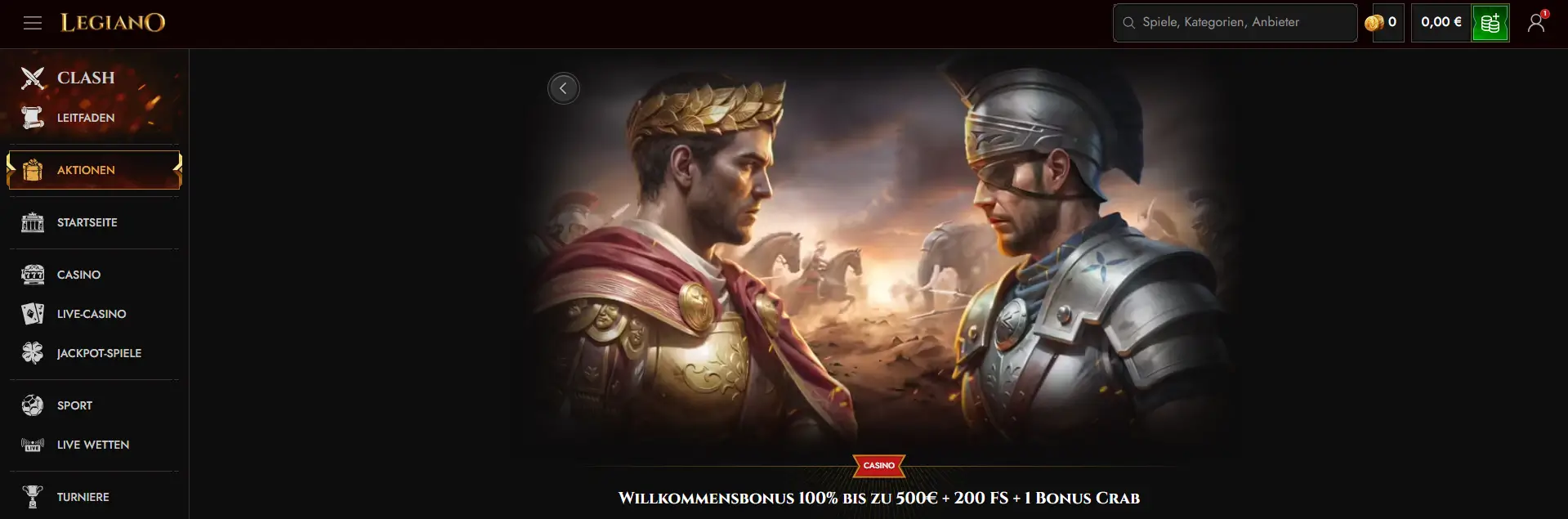 Neukundenangebot im Legiano Online Casino