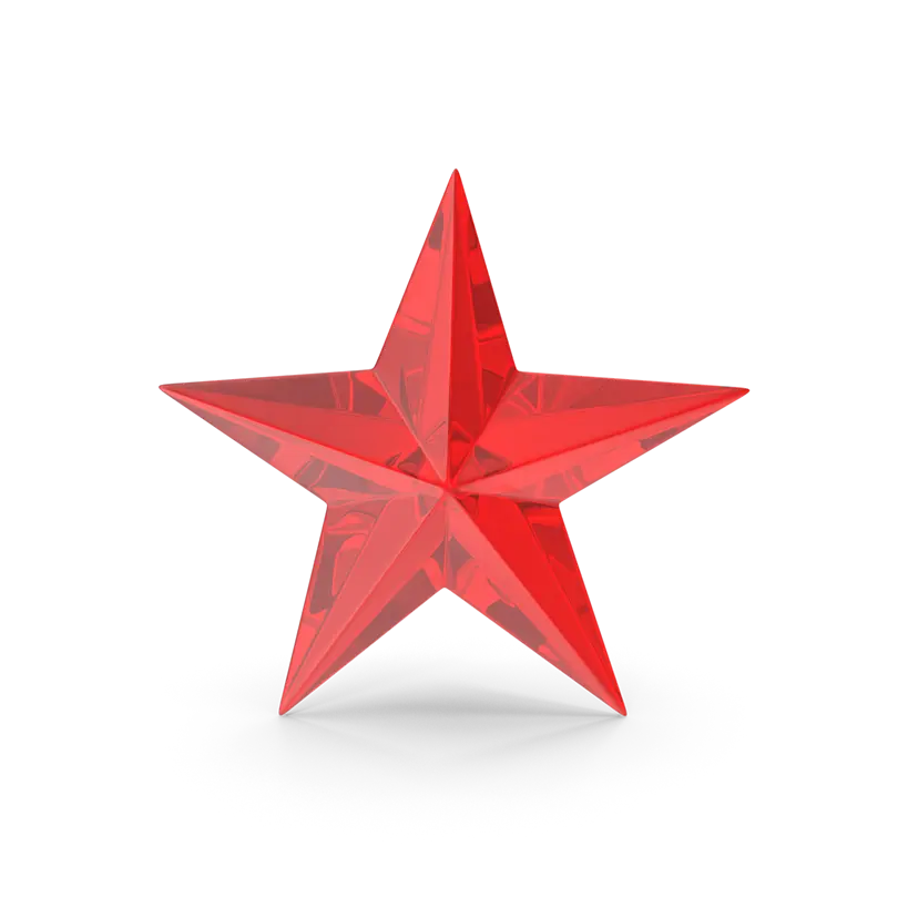 Rotes Glassymbol in Form eines Sternes