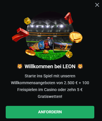 Bild vom Willkommensbonus vom Leonbet Online Casino