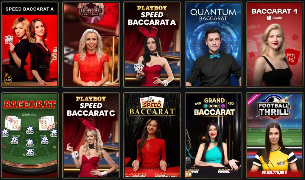 Einblick in das Baccarat Spielangebot im Live Casino