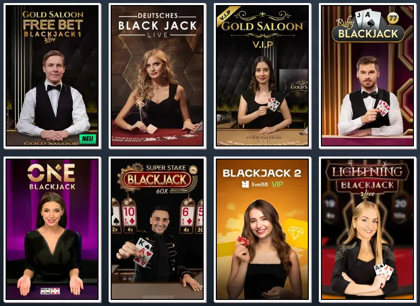 Einblick in das Blackjack Spielangebot im Live Casino