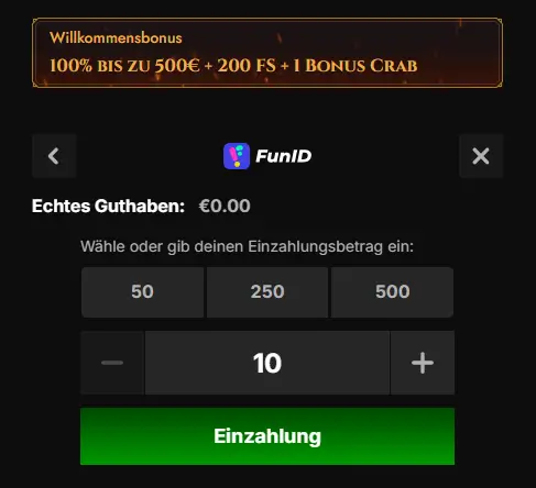 Zahlungsmethode Fun ID im Online Casino Legiano