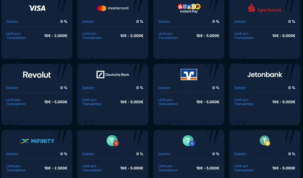 Verschieden Zahlungsarten im Online Casino