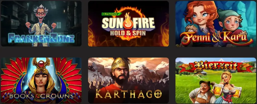 Auswahl an Online Slots vom Spielentwickler Bally Wulff