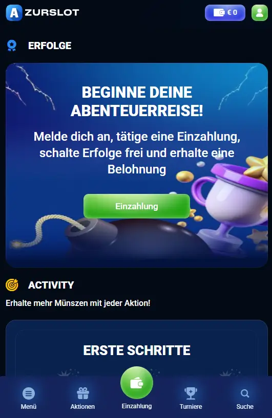 Mobile Ansicht der Azurslot Website