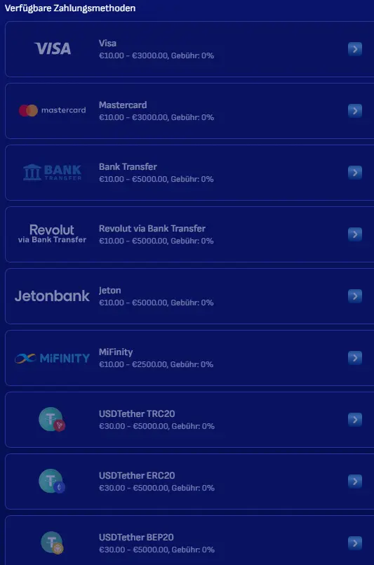 Einblick in das Angebot der Auszahlungsmethoden im Online Casino Wonaco.