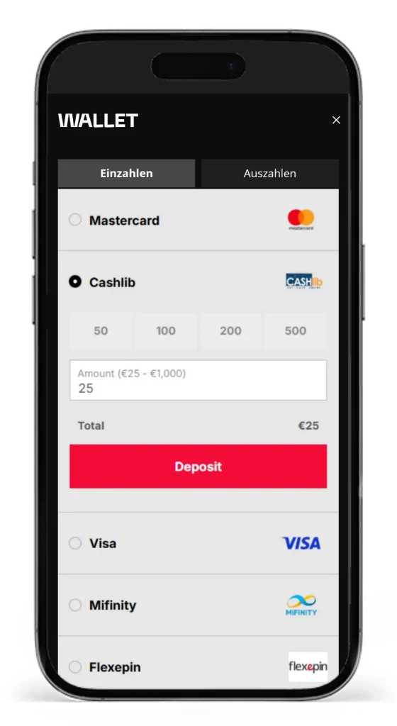 Einzahlungen mit CASHlib im ChalkWins Online Casino