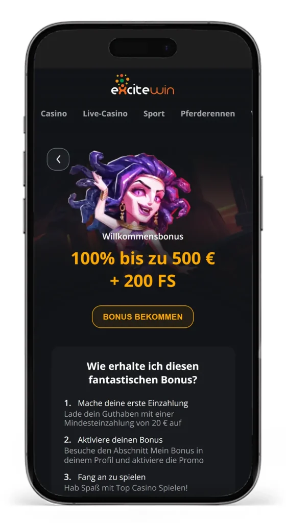Willkommensbonus im Paysafecard Online Casino ExciteWin