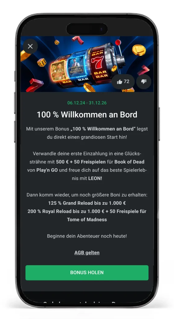 Willkommensangebot im Leon Online Casino