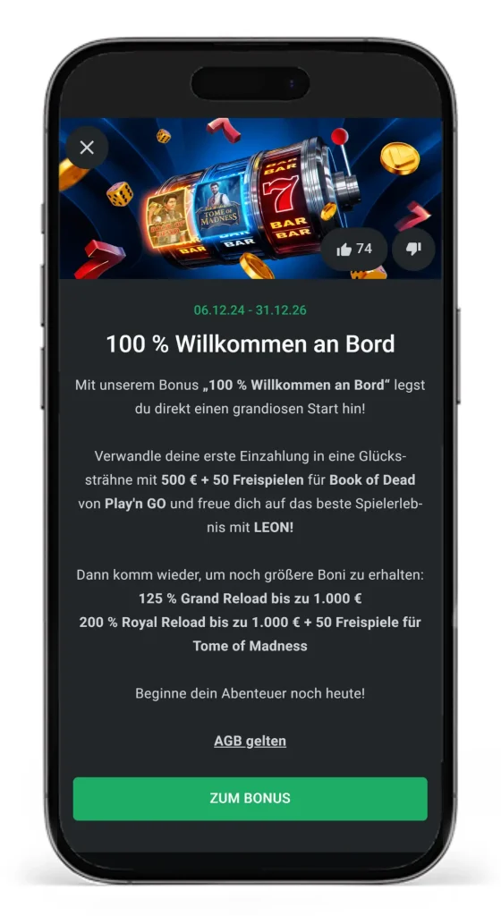 Willkommensbonus im Leon Online Casino