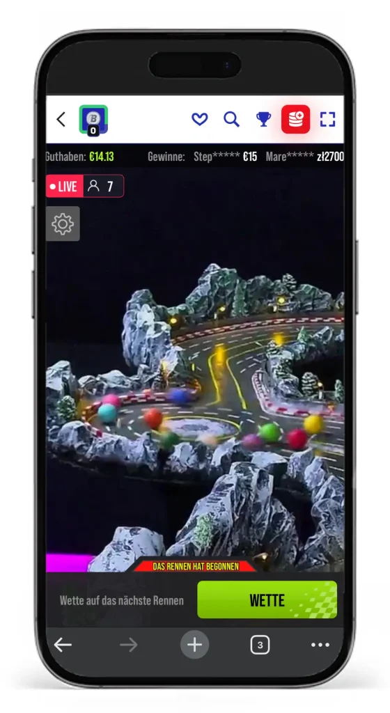 Einblick ins Marbu Murmelrennen bei Bankonbet