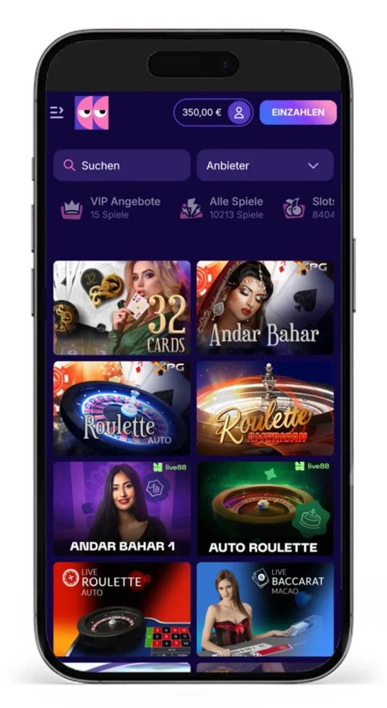 Einblick ins Blindluck Live Casino
