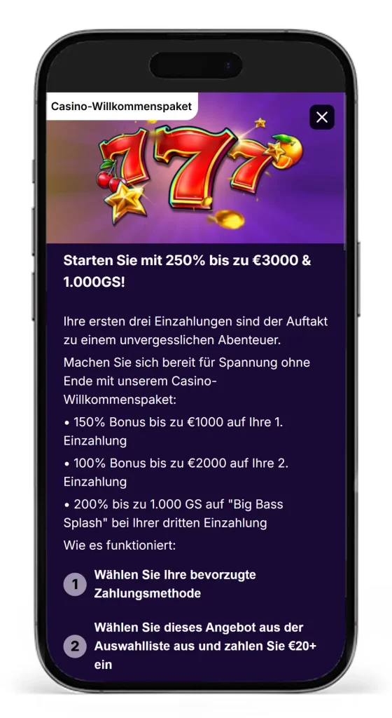 Casino Willkommenspaket vom Online Casino CasinoLoots