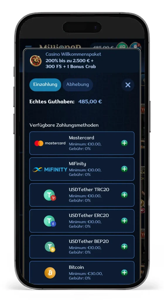 Zahlungsmethoden im Millioner Online Casino