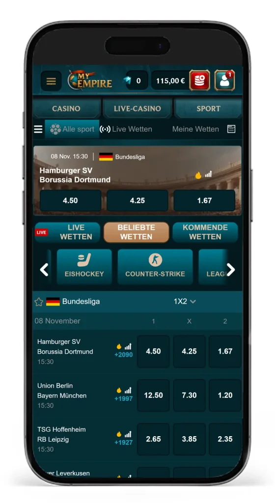 Der neue Sportwettenbereich im MyEmpire Online Casino