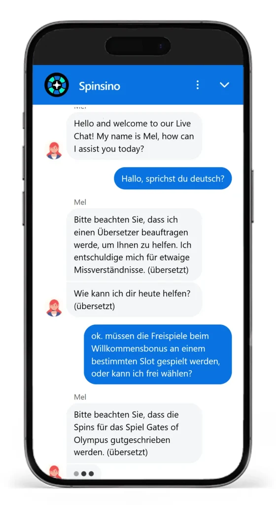 Der Spinsino Live Chat im Test