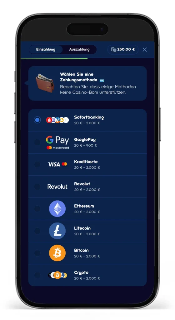 Zahlungsmethoden bei Spinsino