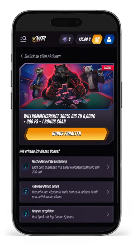 Willkommensbonus im WinRolla Online Casino