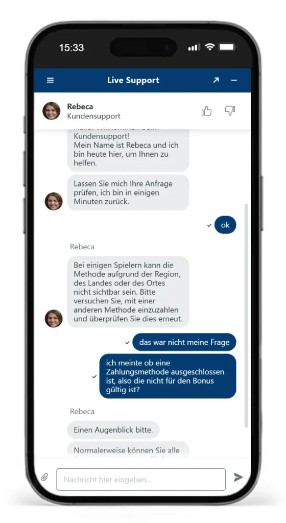 Der Live Chat bei DudeSpins im Test