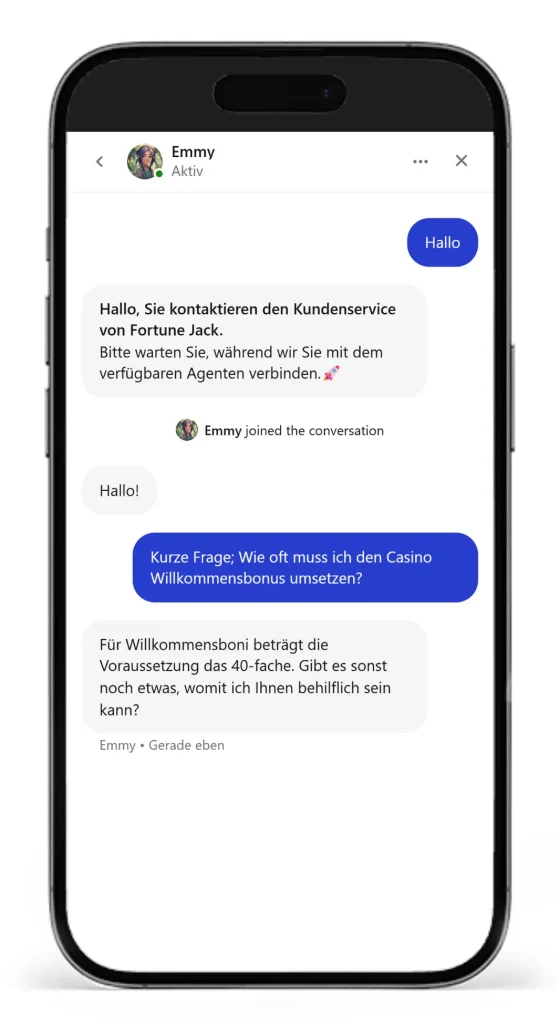 Der FortuneJack Live Chat im Test
