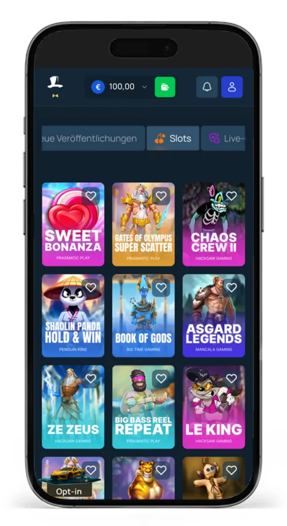 Slotauswahl im FortuneJack Online Casino