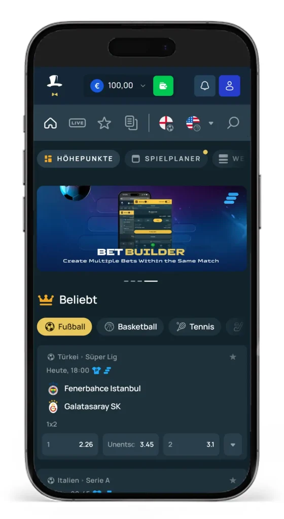 Sportwettenbereich im FortuneJack Online Casino