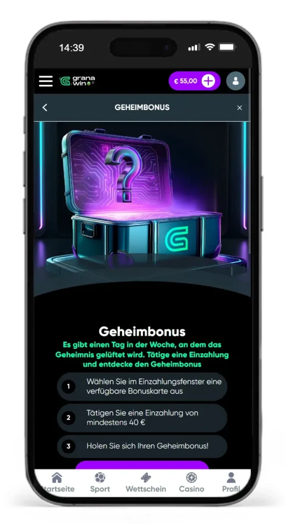 Woechentlicher Geheimbonus im GranaWin Online Casino