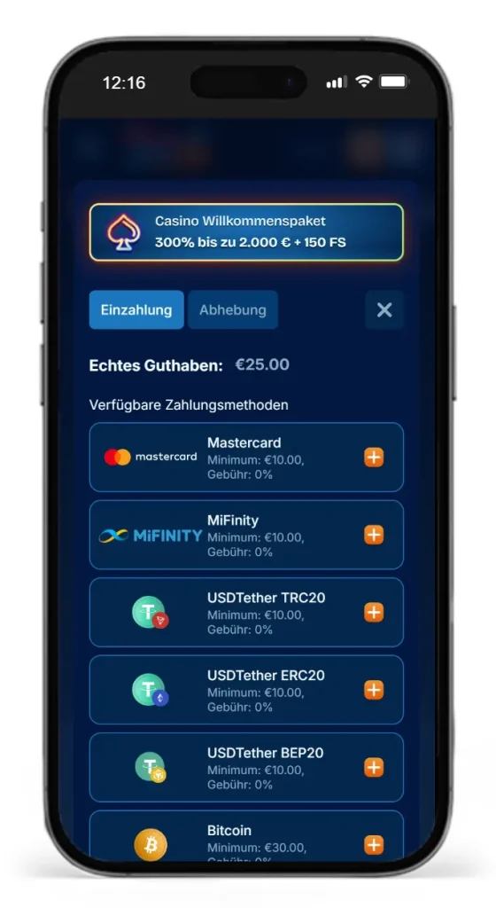 Einzahlungsmethoden im Online Casino DudeSpin