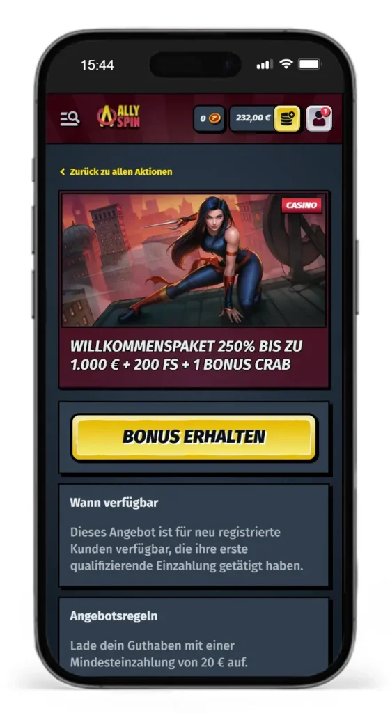 Willkommenspaket im AllySpin Casino ohne Sperrdatei