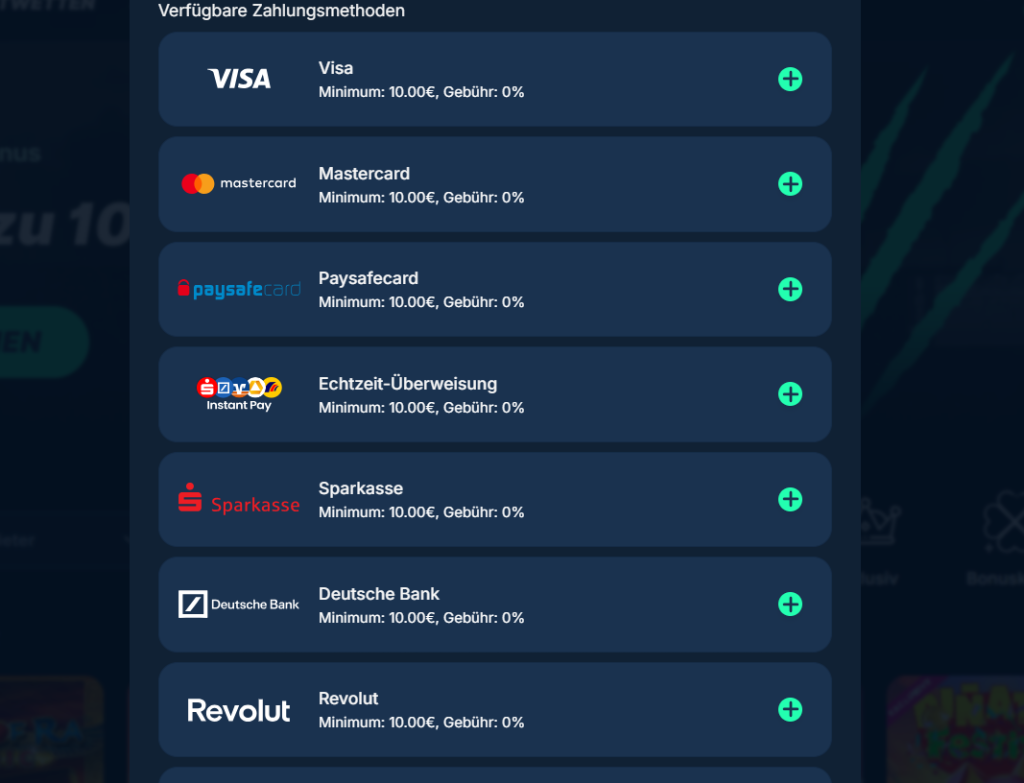 Verfügbare Zahlungsmethoden im PlayZilla Online Casino