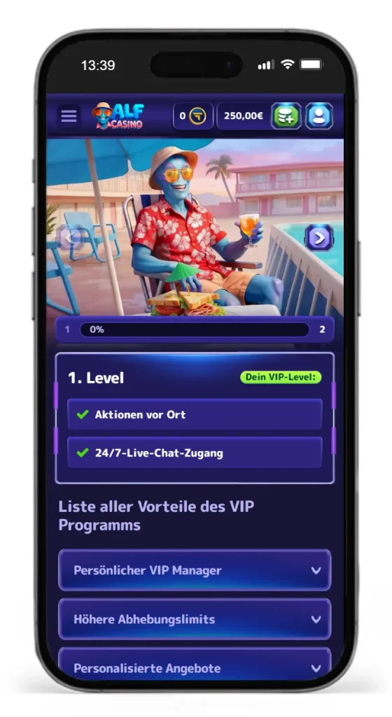 VIP-Programm Level 1 im Alf Online Casino