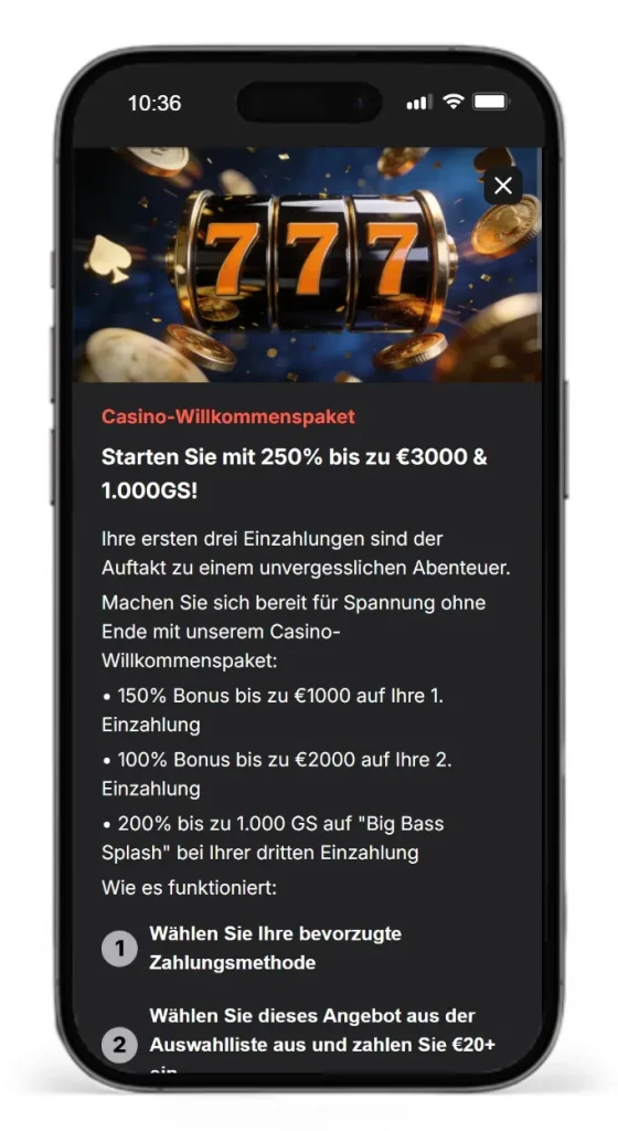 Willkommenspaket im Wettson Online Casino