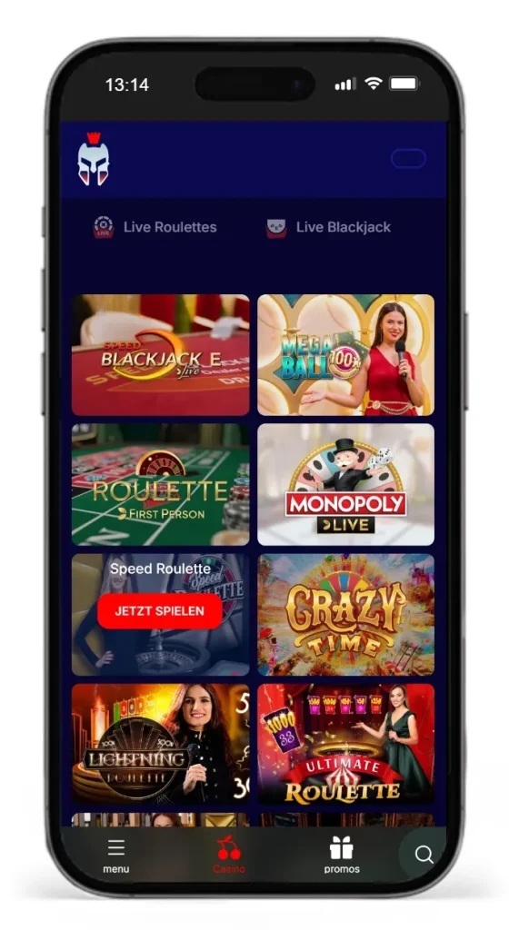 Live Casino Tische bei Gladiatorsbet