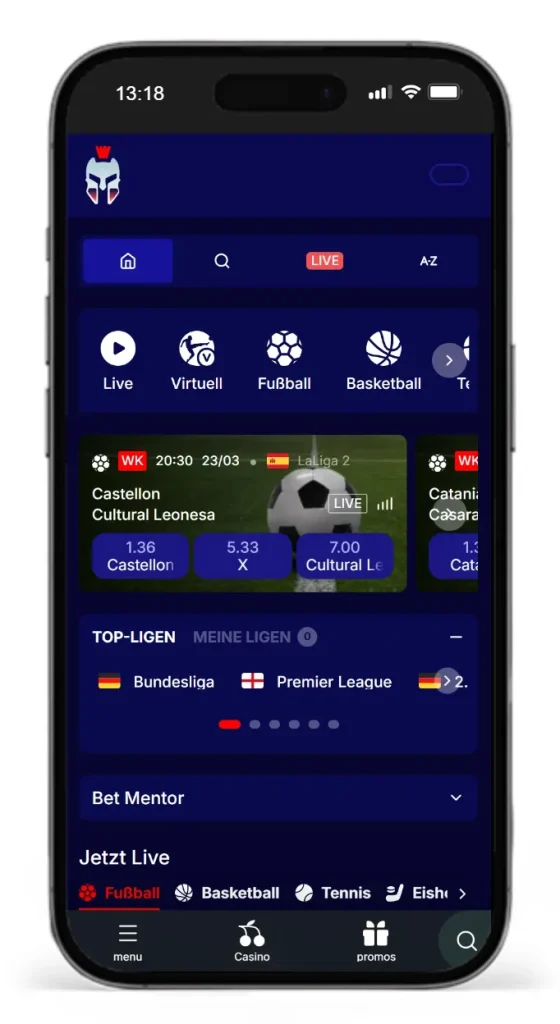 Sportwettenbereich bei Gladiatorsbet