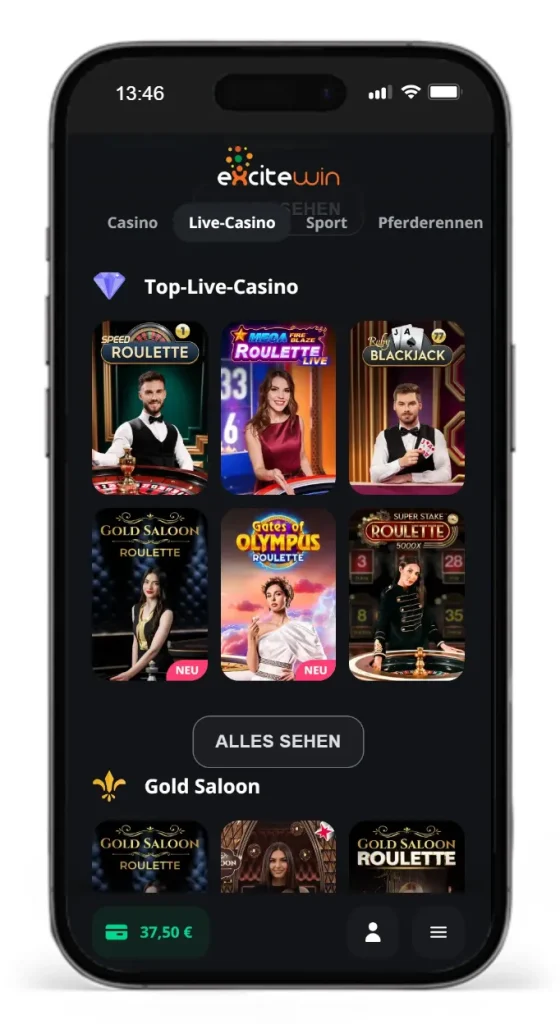 Einblick ins ExciteWin Online Casino