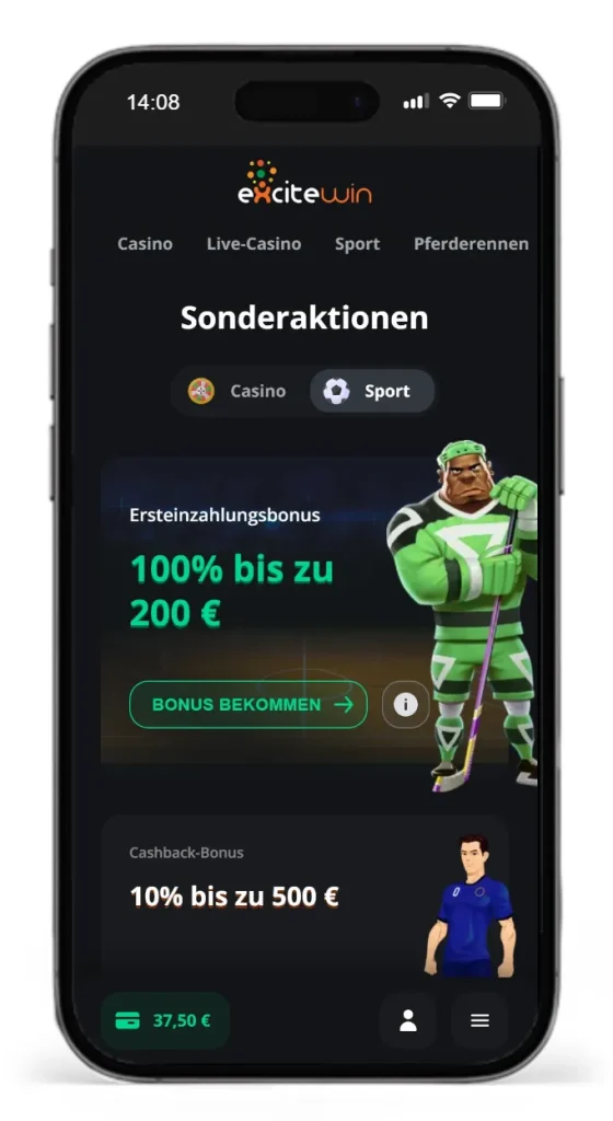Sportbonus bei ExciteWin