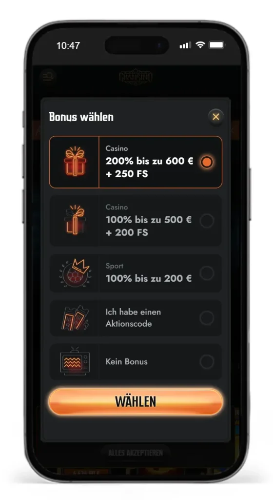 Exklusiver Willkommensbonus bei Gransino