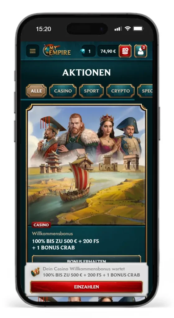 Willkommensbonus im MyEmpire Casino ohne 5 Sekunden Regel