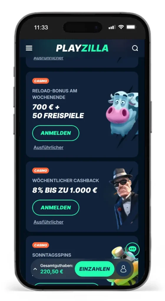 Bonusaktionen im PlayZilla Online Casino