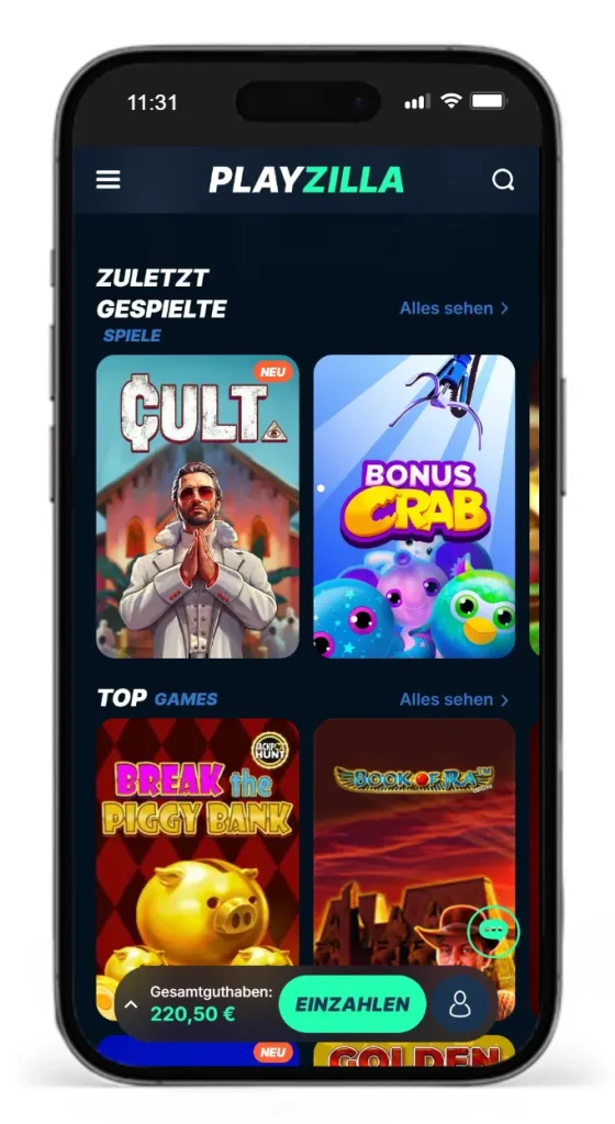 Slotauswahl im PlayZilla Online Casino