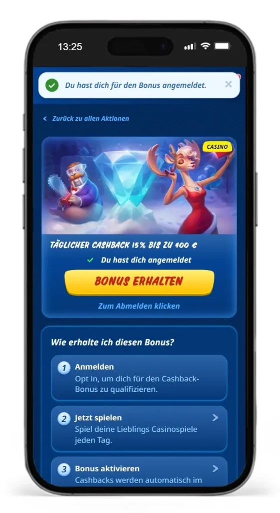 Täglicher Cashback im SG Casino