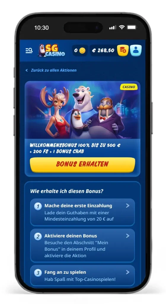 Willkommensbonus im SG Casino