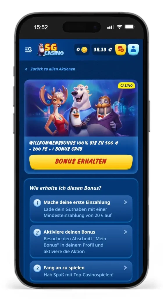 Willkommensbonus im SG Casino