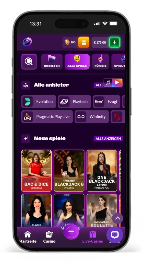 Einblick ins Slotrave Live Casino