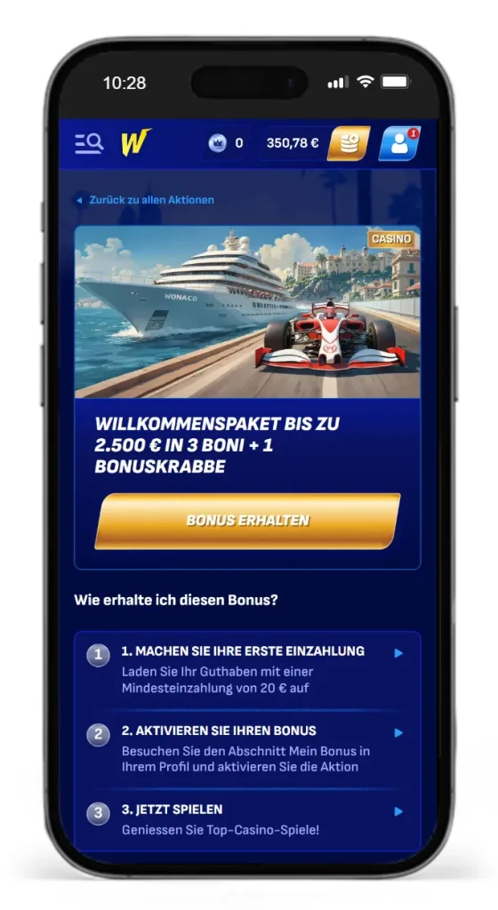 Willkommenspaket im Wonaco Online Casino