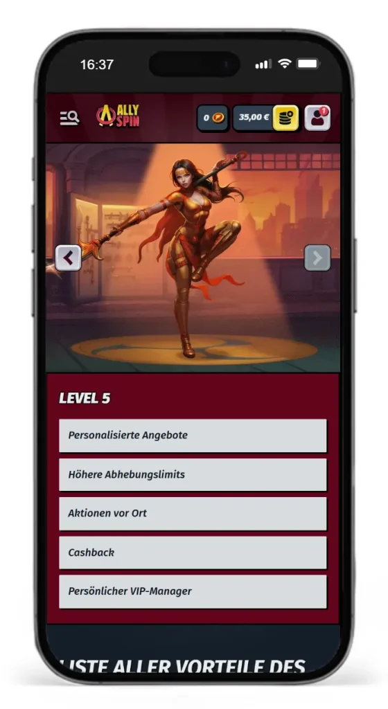 Level 5 im AllySpin VIP-Programm