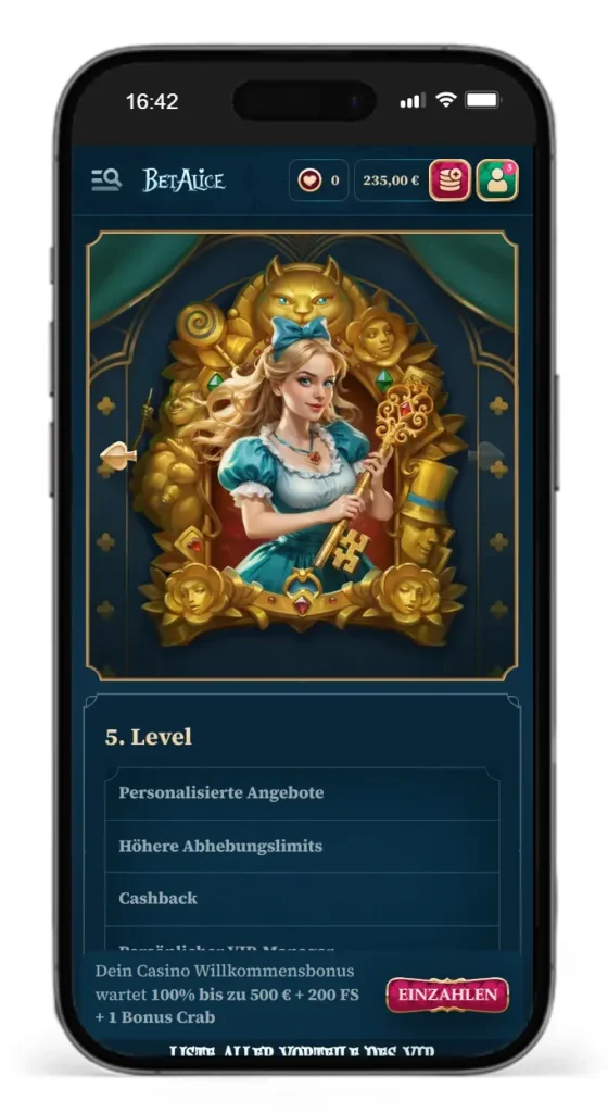 Level 5 im BetAlice Casino VIP-Programm