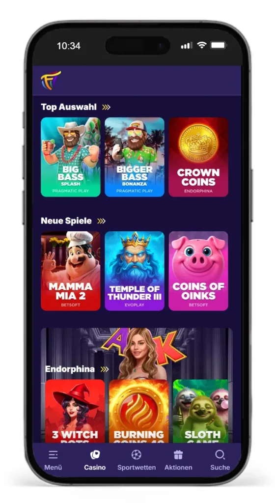 Slotauswahl im Fiestaslots Online Casino