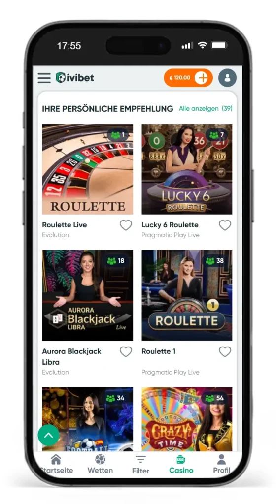 Einblick ins Ivibet Live Casino