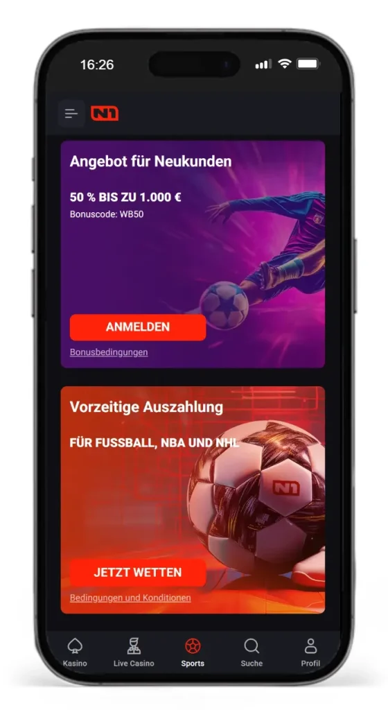 Der Sportbonus für Neukunden bei N1Bet